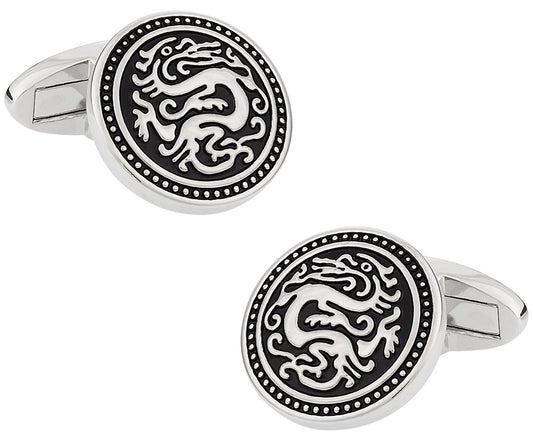 Silver Chinese Dragon Cufflinks