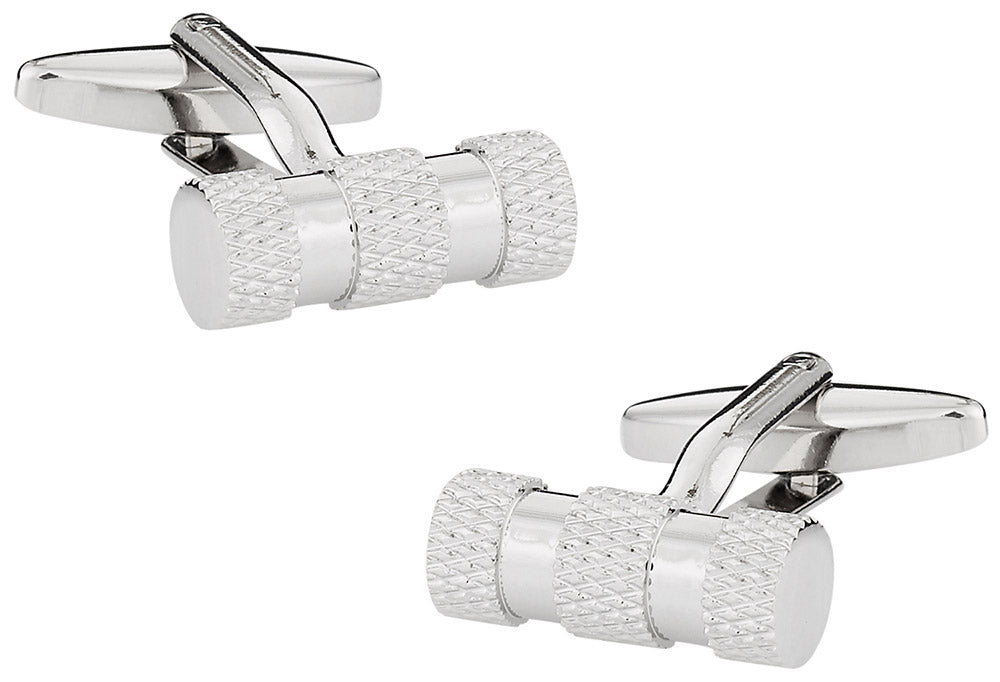 Silver Cylinder Texture Cufflinks