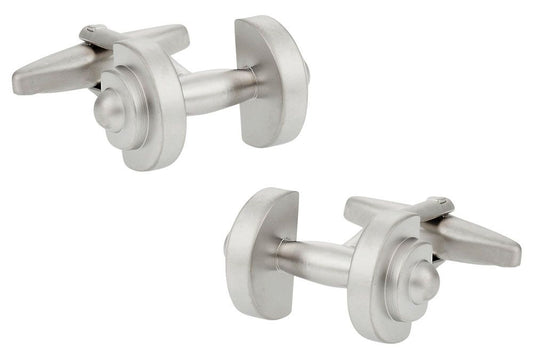 Silver Dumbbell Bodybuilder Weightlifting Cufflinks