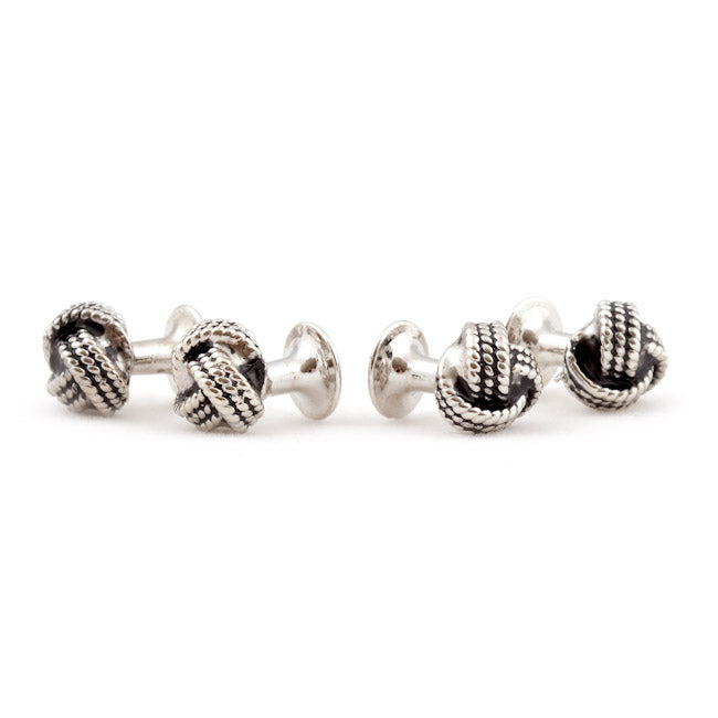 Silver Knot Tuxedo Cufflinks and Studs Set
