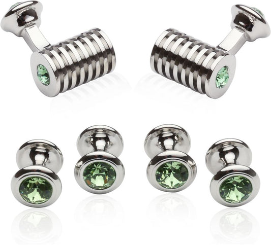 Silver Peridot Green Swarovski Barrel Formal Set