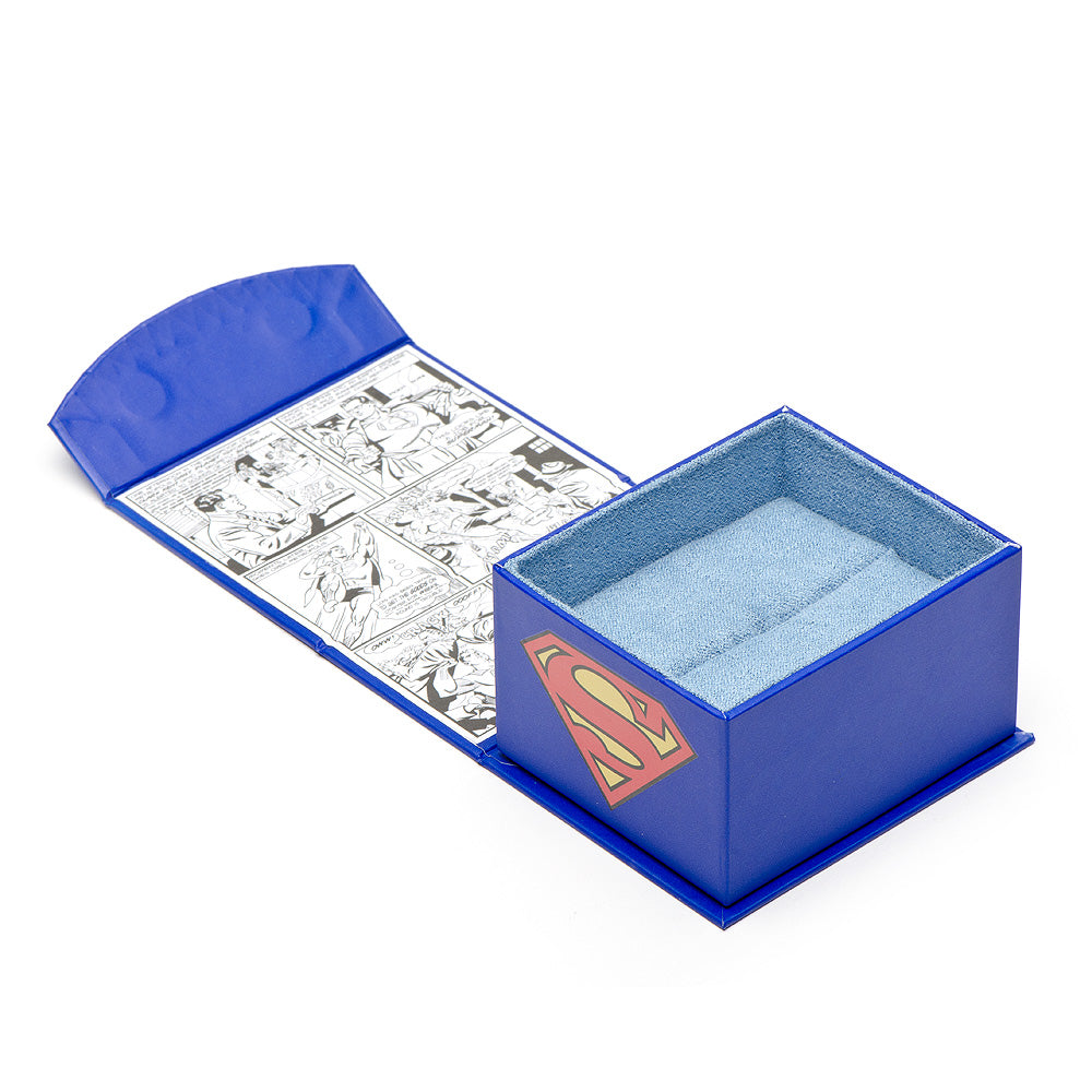 Men's Licensed Superman Shield Cufflinks in Black and White Enamel