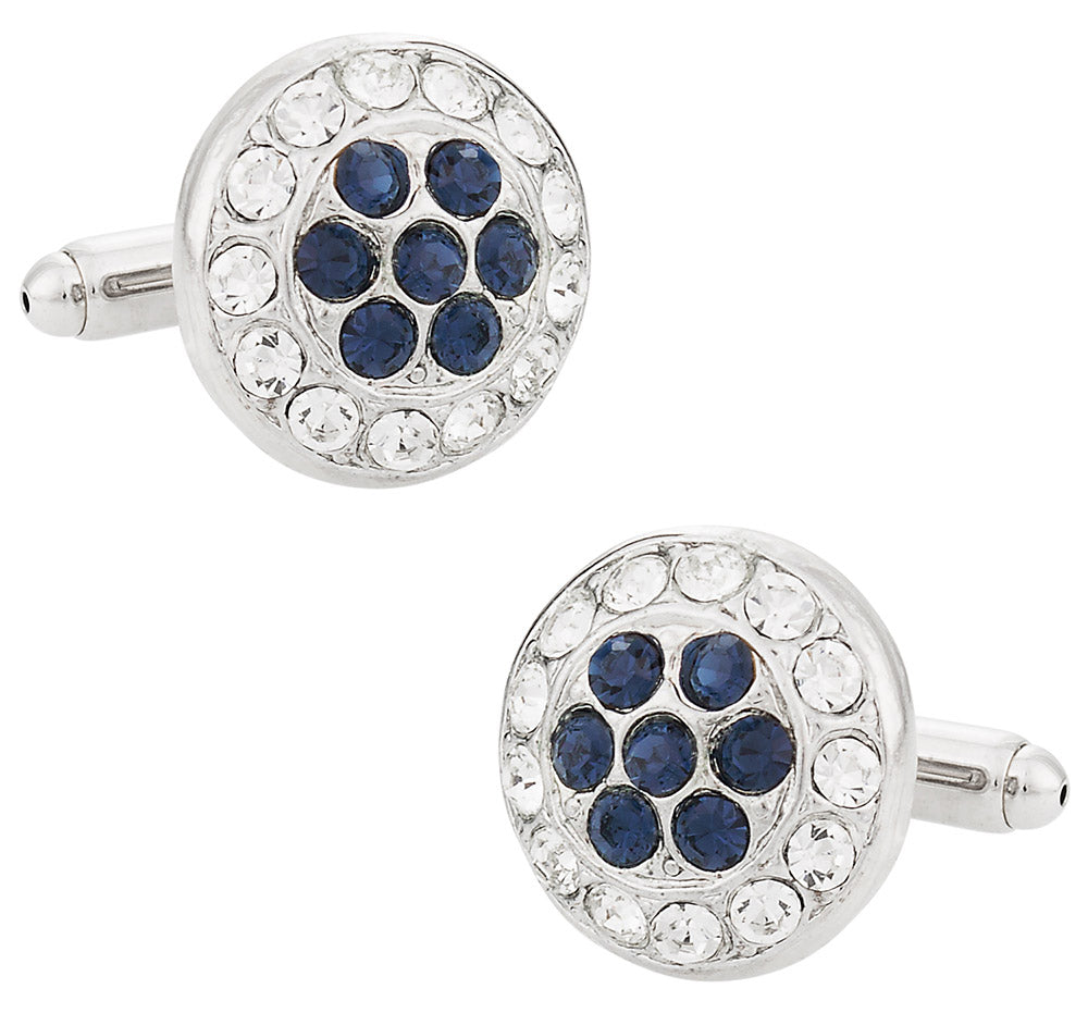 Swarovski Cluster Cufflinks in Clear and Blue