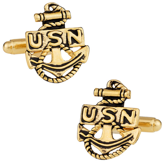 US Navy Anchor Cufflinks Gold