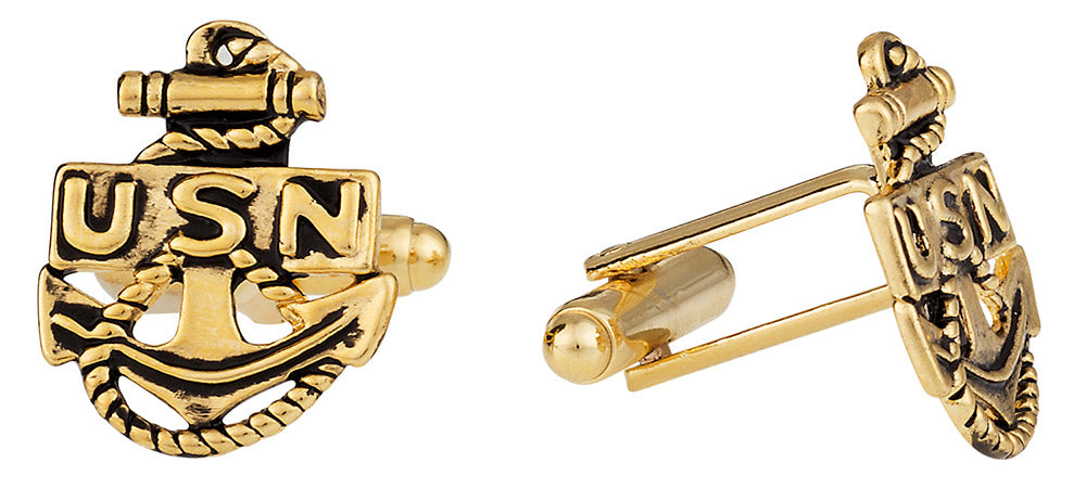 US Navy Anchor Cufflinks Gold
