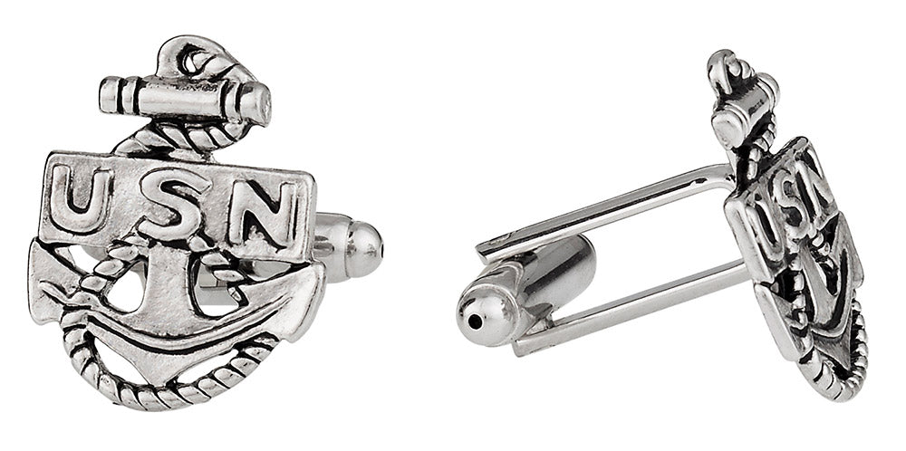 US Navy Anchor Cufflinks Silver