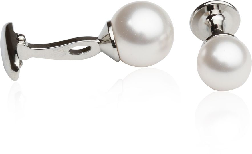 White Swarovski Pearl Formal Set Cufflinks & Studs