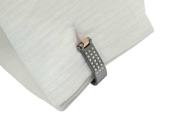 Wrap Around Cufflinks - Crystal Gun Metal