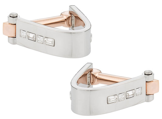 Wrap Around Cufflinks - Crystal Two-Tone