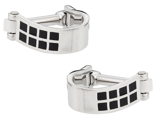 Wrap Around Cufflinks - Silver Black