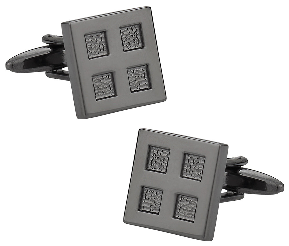 4 Square Gun Metal Cufflinks