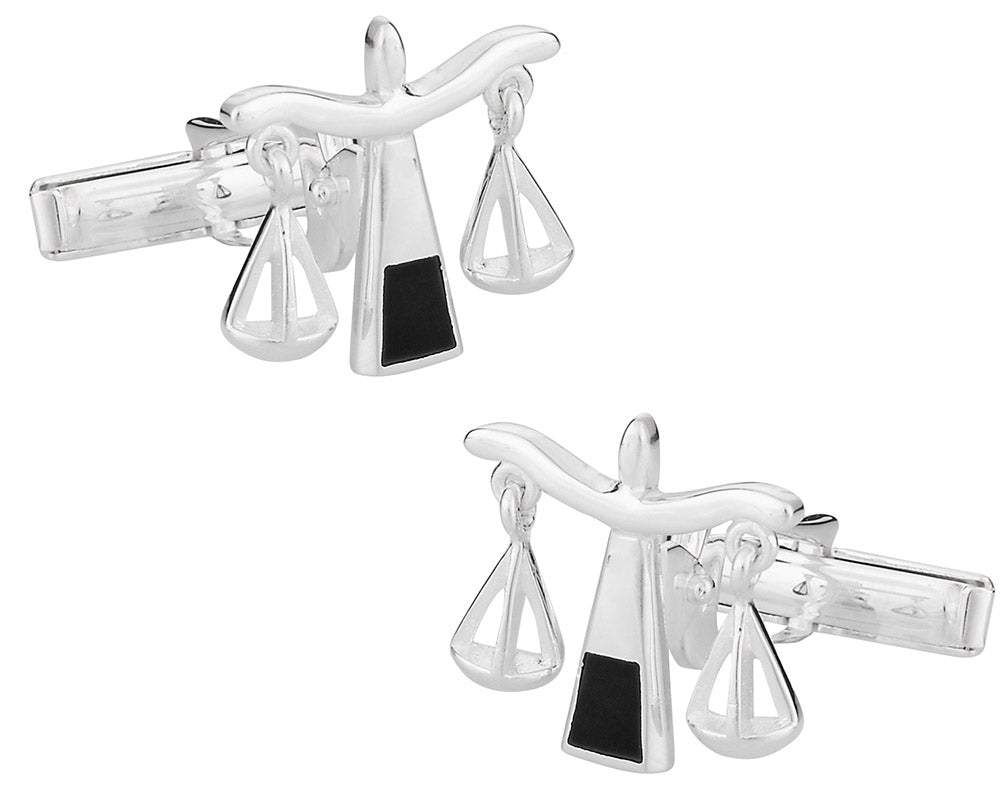 925 Sterling Silver Scales of Justice Cuff Links