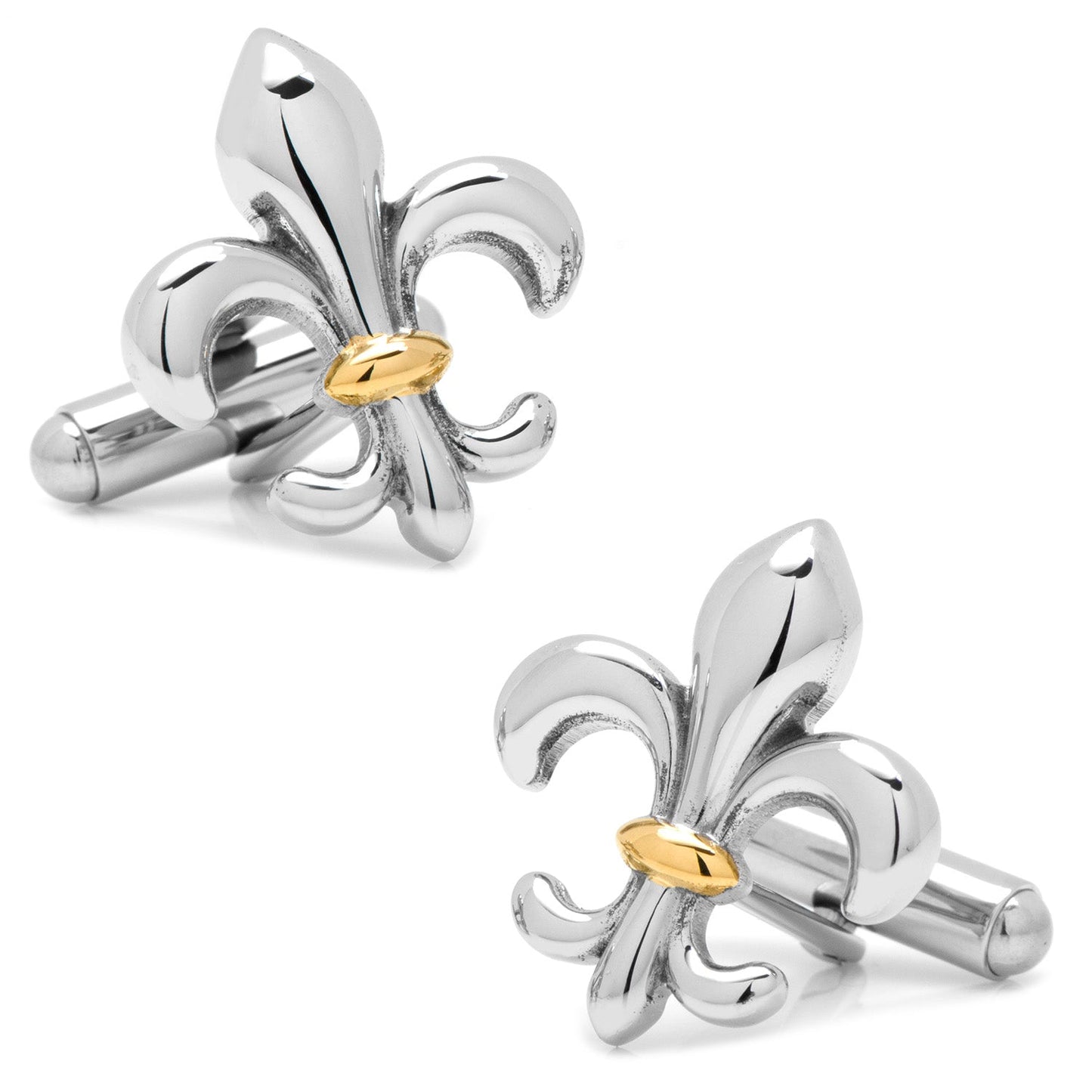 Sterling Silver Two-Tone Fleur De Lis Cufflinks