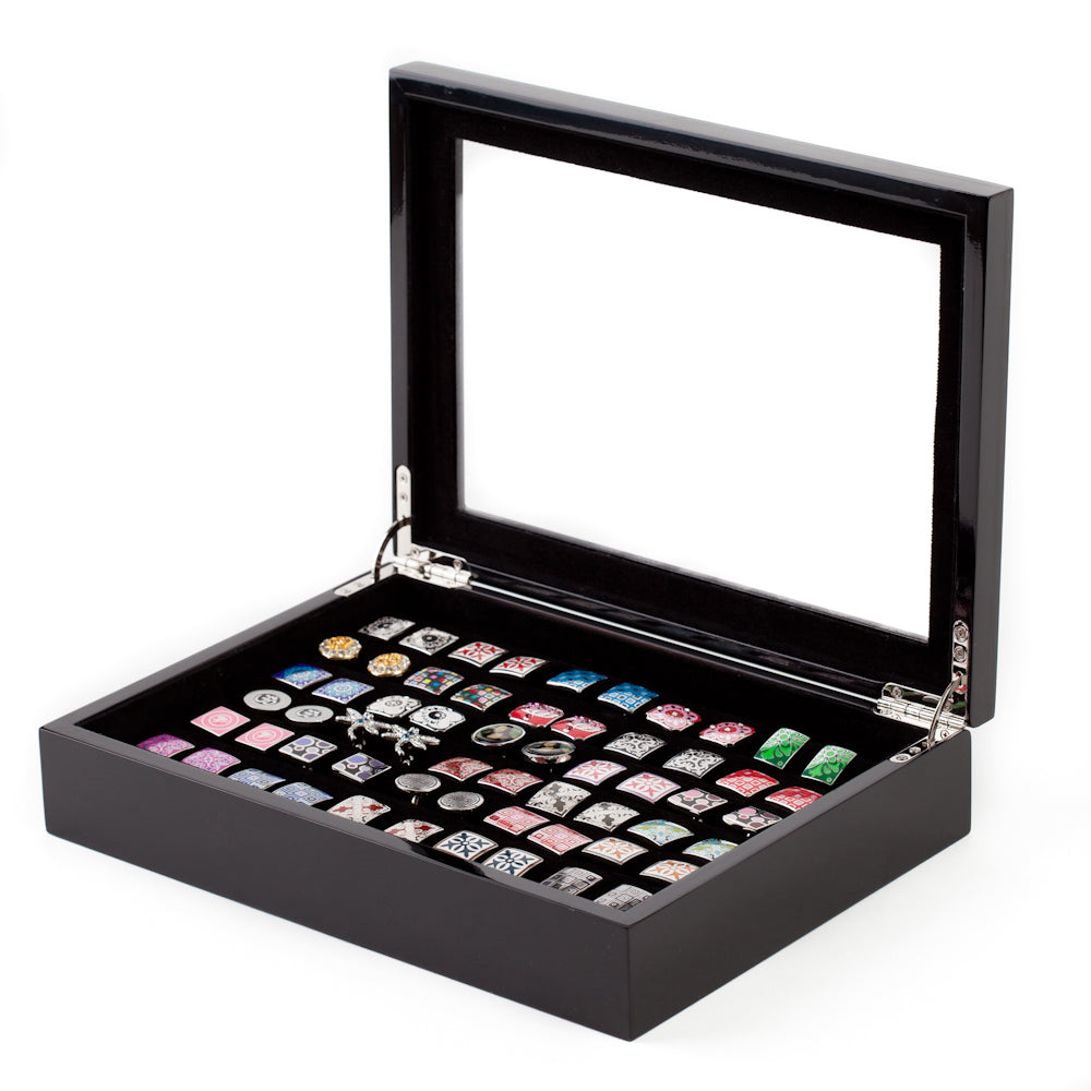 Black Cufflinks Rings Storage Box Case (Holds 36 pairs)