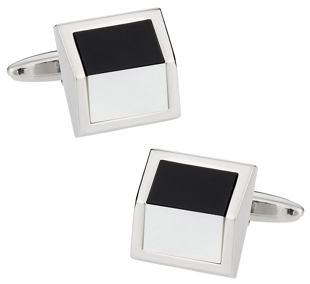 Angled Onyx Mother of Pearl Cufflinks