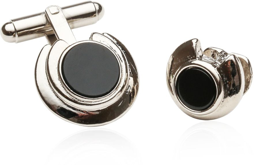 Art Deco Onyx and Silver Formal Set