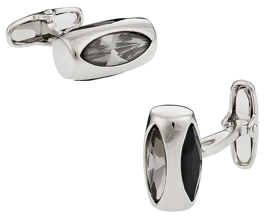 Austrian Black Gray Glass Vault Cufflinks