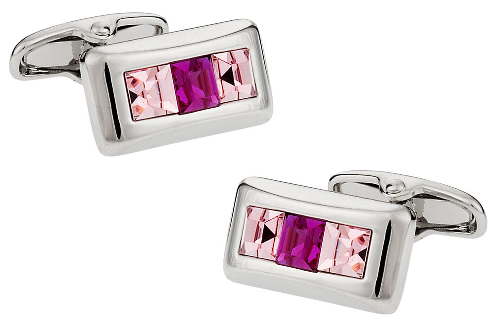 Austrian Crystal Cufflinks in Pink