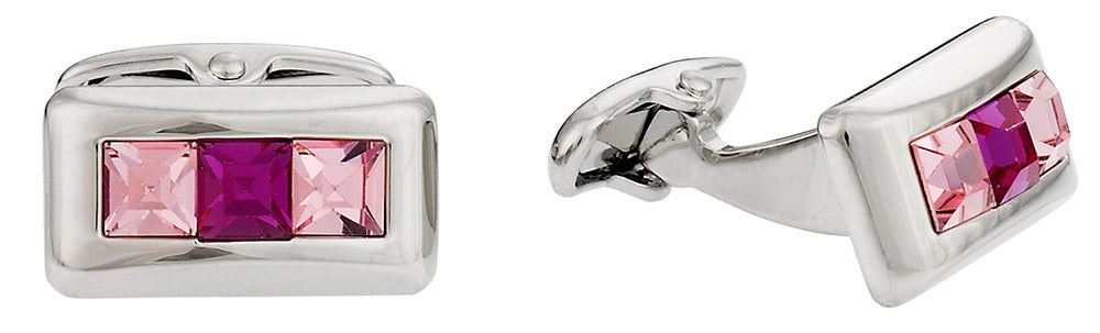 Austrian Crystal Cufflinks in Pink