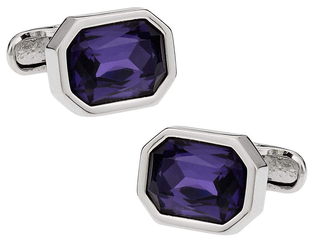 Austrian Shimmering Crystal Amethyst Cufflinks