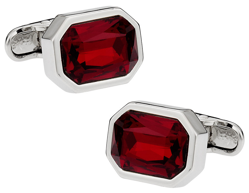 Austrian Shimmering Crystal Siam Red Cufflinks