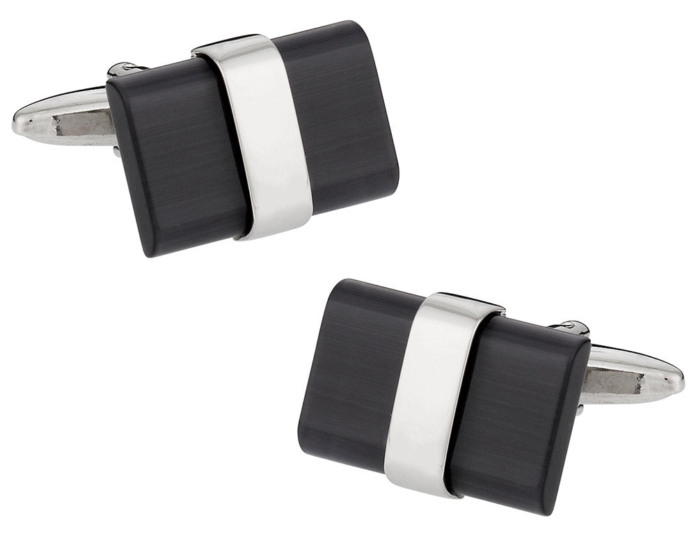 Banded Black Cufflinks