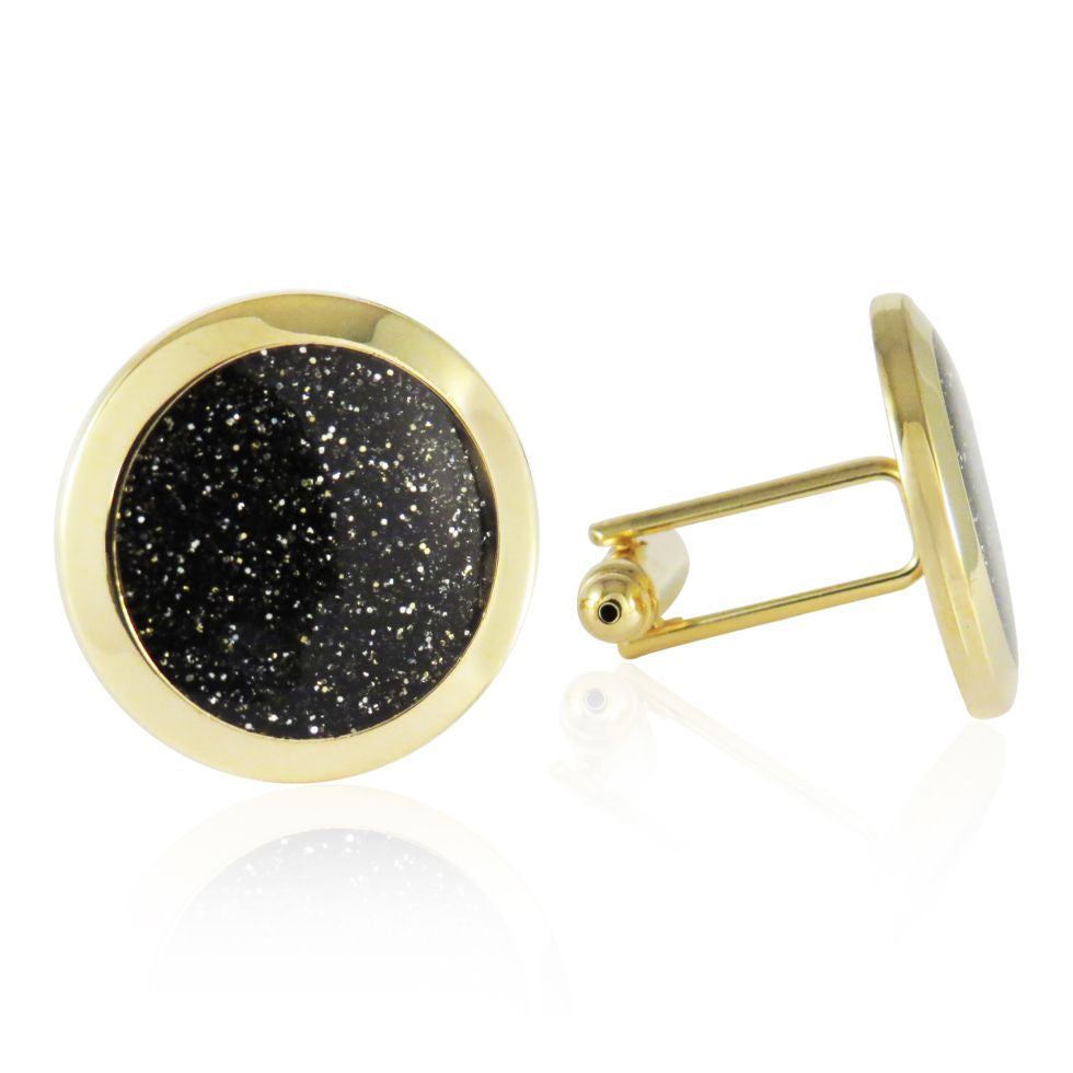 Black Diamond Dust Gold Cufflinks