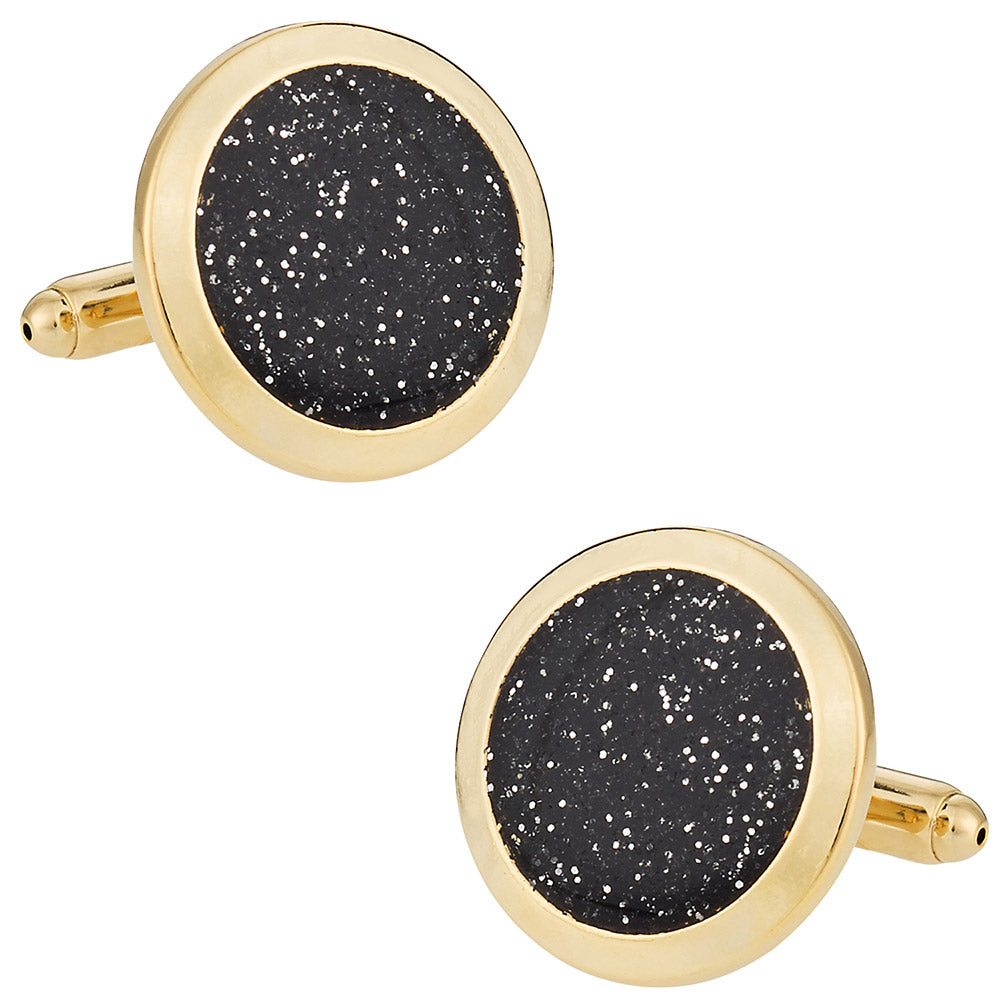 Black Diamond Dust Gold Cufflinks