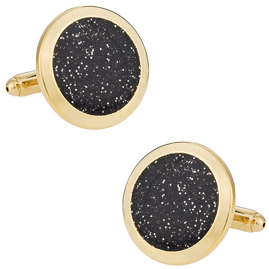 Black Diamond Dust Gold Cufflinks