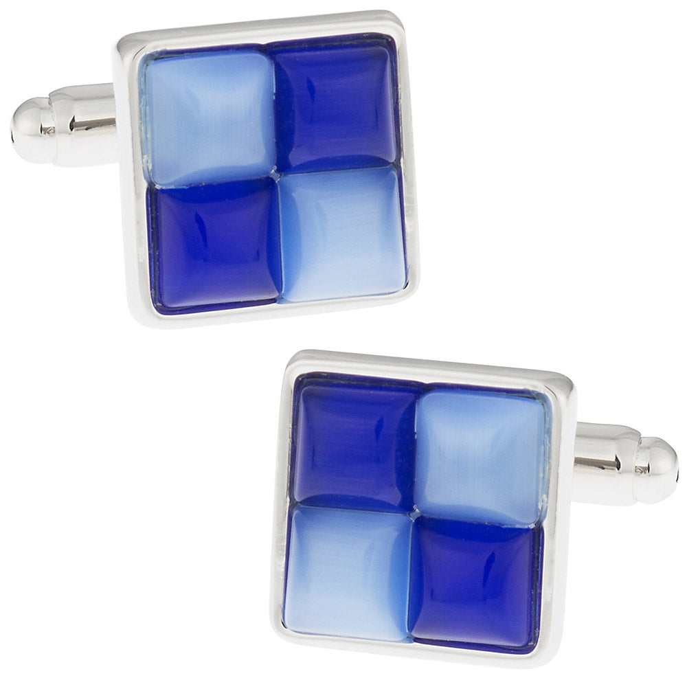 Blue Fiber Optic Glass Cufflinks