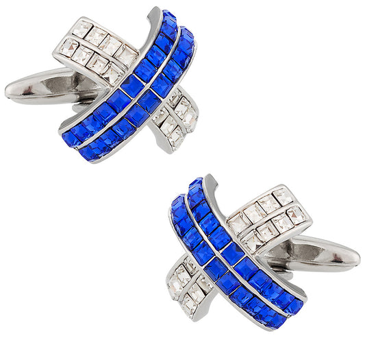 Blue X Crystal Cufflinks