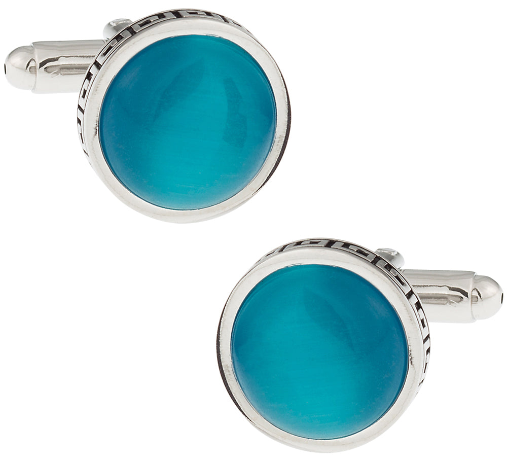 Bright Blue Greek Cufflinks