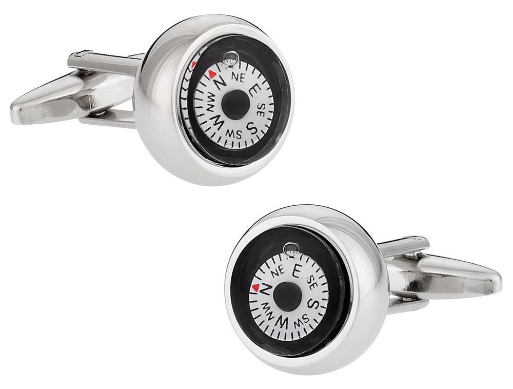 Compass Cufflinks in White