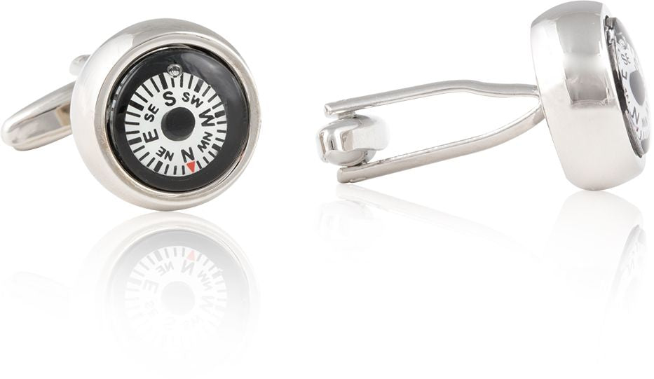 Compass Cufflinks in White