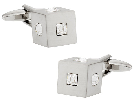 Crystal Cubic Cufflinks in Clear