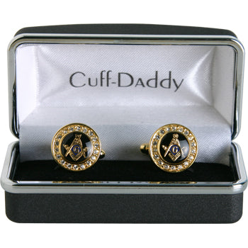 Crystal Gold Masonic Cufflinks