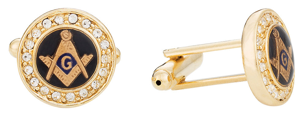 Crystal Gold Masonic Cufflinks