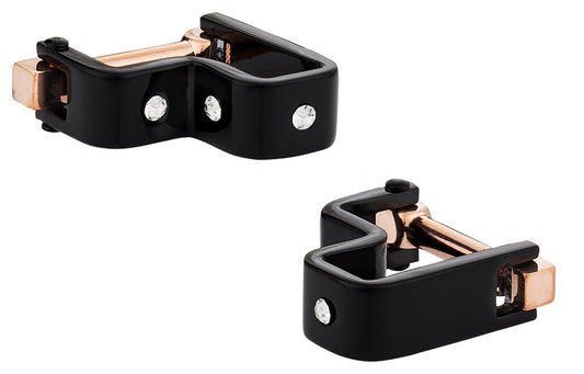 Crystal Step Black Cufflinks