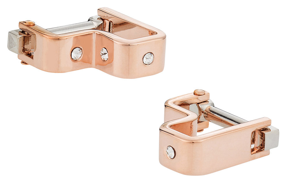 Crystal Step Rose Gold Cufflinks