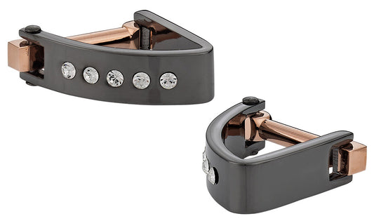 Crystal Wedge Cufflinks in Gun Metal