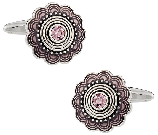 Cufflinks with Pink Crystals