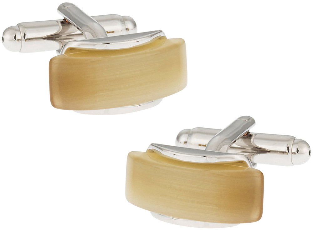 Curved Gold Fiber Optic Glass Cuff links