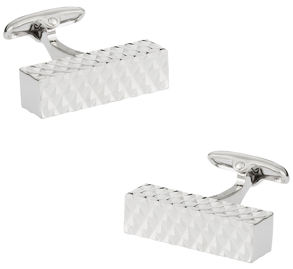 Diamond Bar Silver Cufflinks