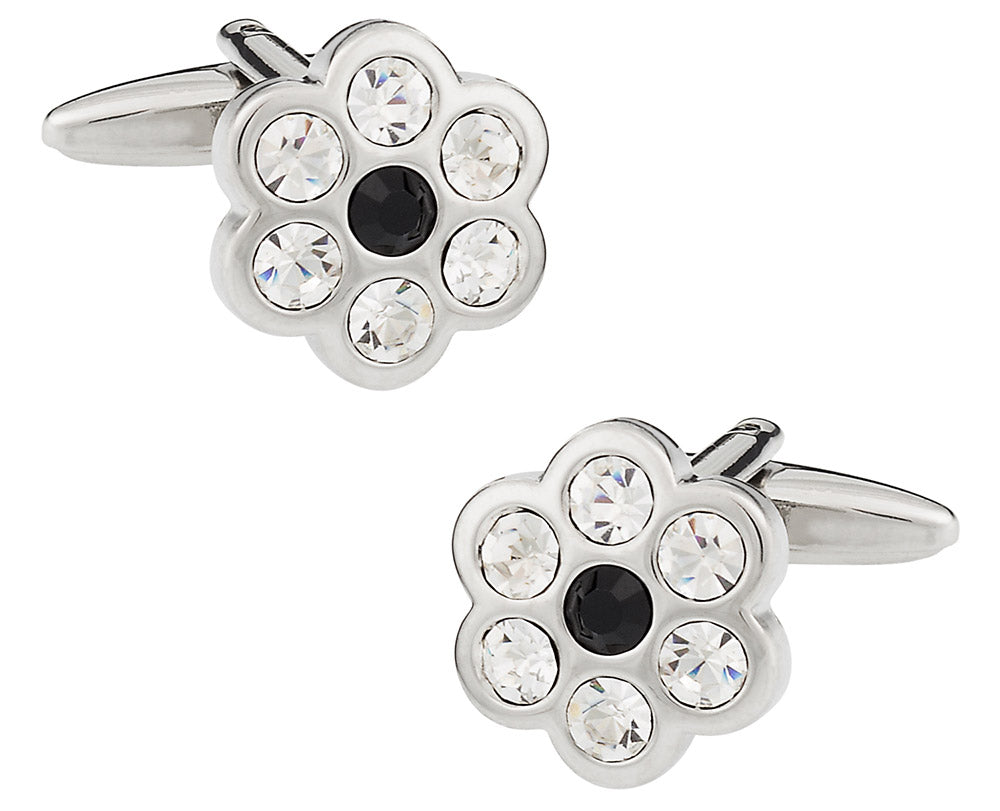 Flower Cufflinks with Black Center