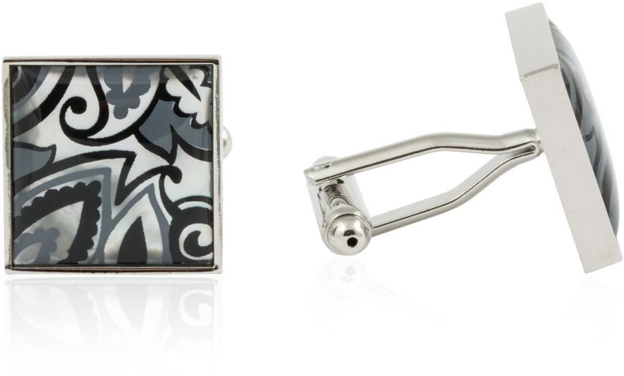 Genuine Mother of Pearl Black Gray Cufflinks