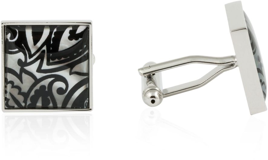 Genuine Mother of Pearl Black Print Cufflinks