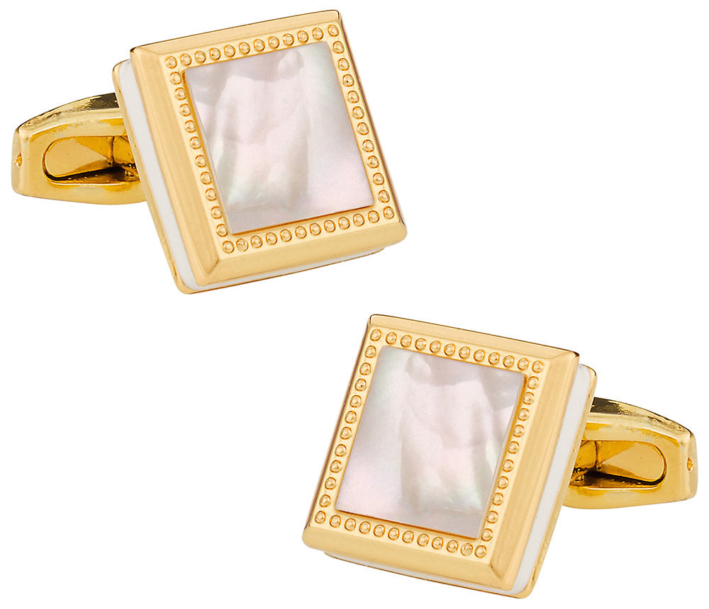 Gold Mother of Pearl Square Cufflinks