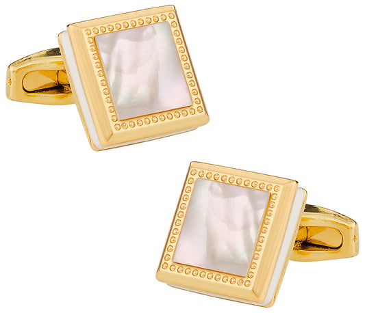 Gold Mother of Pearl Square Cufflinks