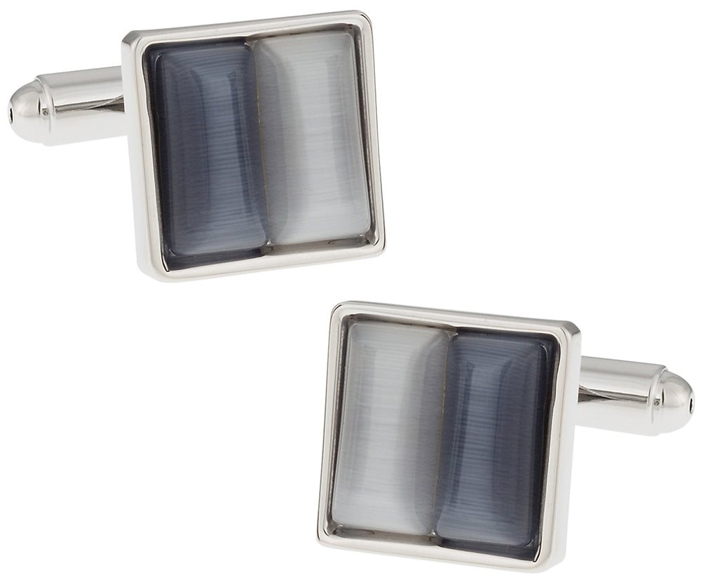 Gray & Silver Fiber Optic Cufflinks