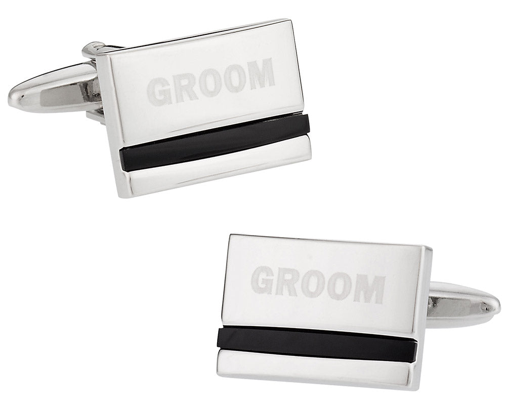 Groom Wedding Cufflinks with Onyx